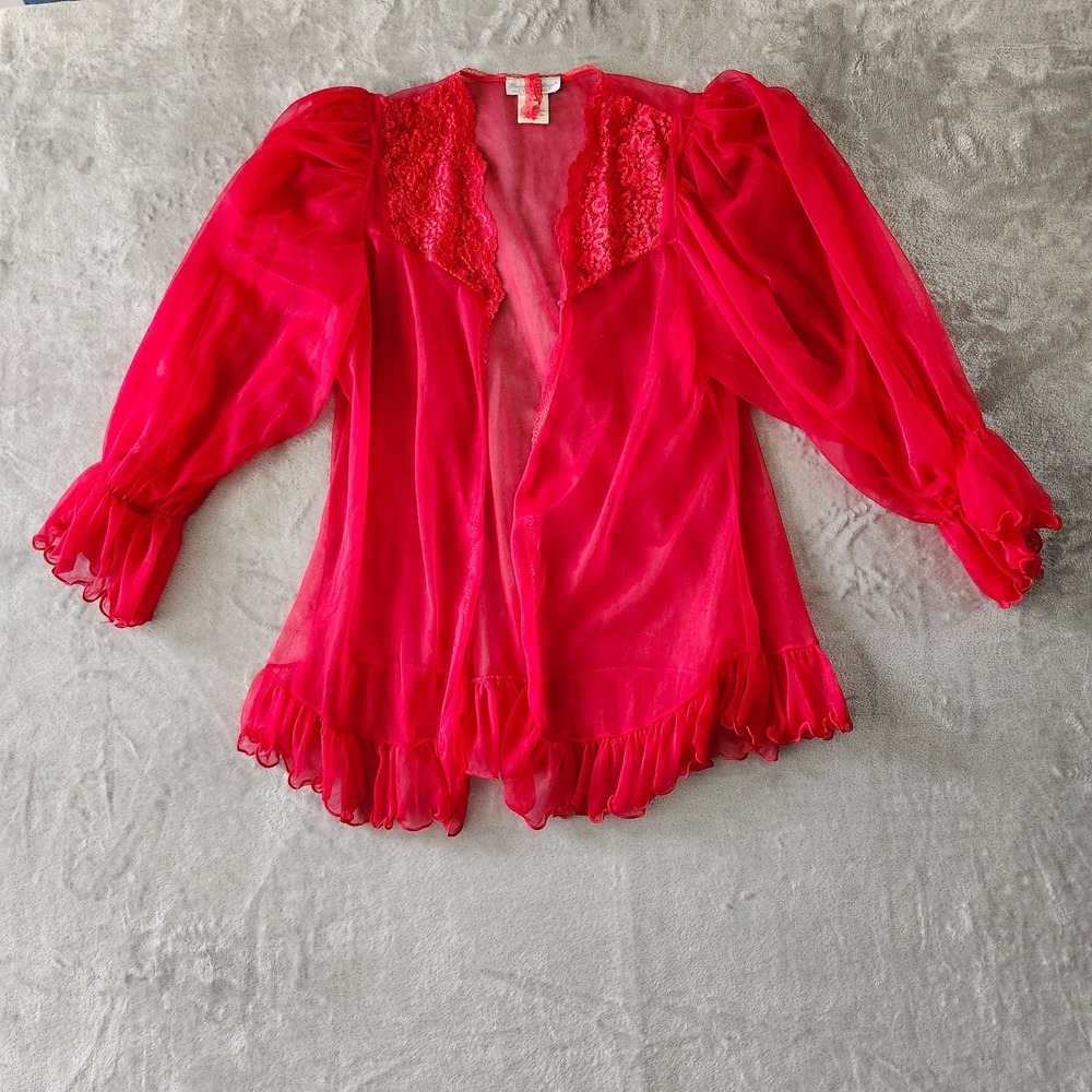 Vtg Sheer Babydoll Sheer Sexy Red‎ Top Seductive Wear By Cinema Etoile Medium
